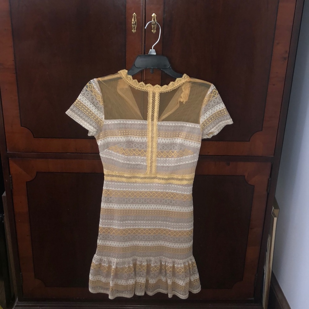 Francescas yellow, white, and cream dress